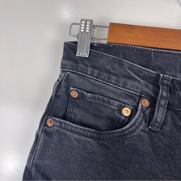 RE/DONE Faded Black High Rise Button Fly Ankle Crop Jeans Raw Hem Size 27 - Picture 4 of 11